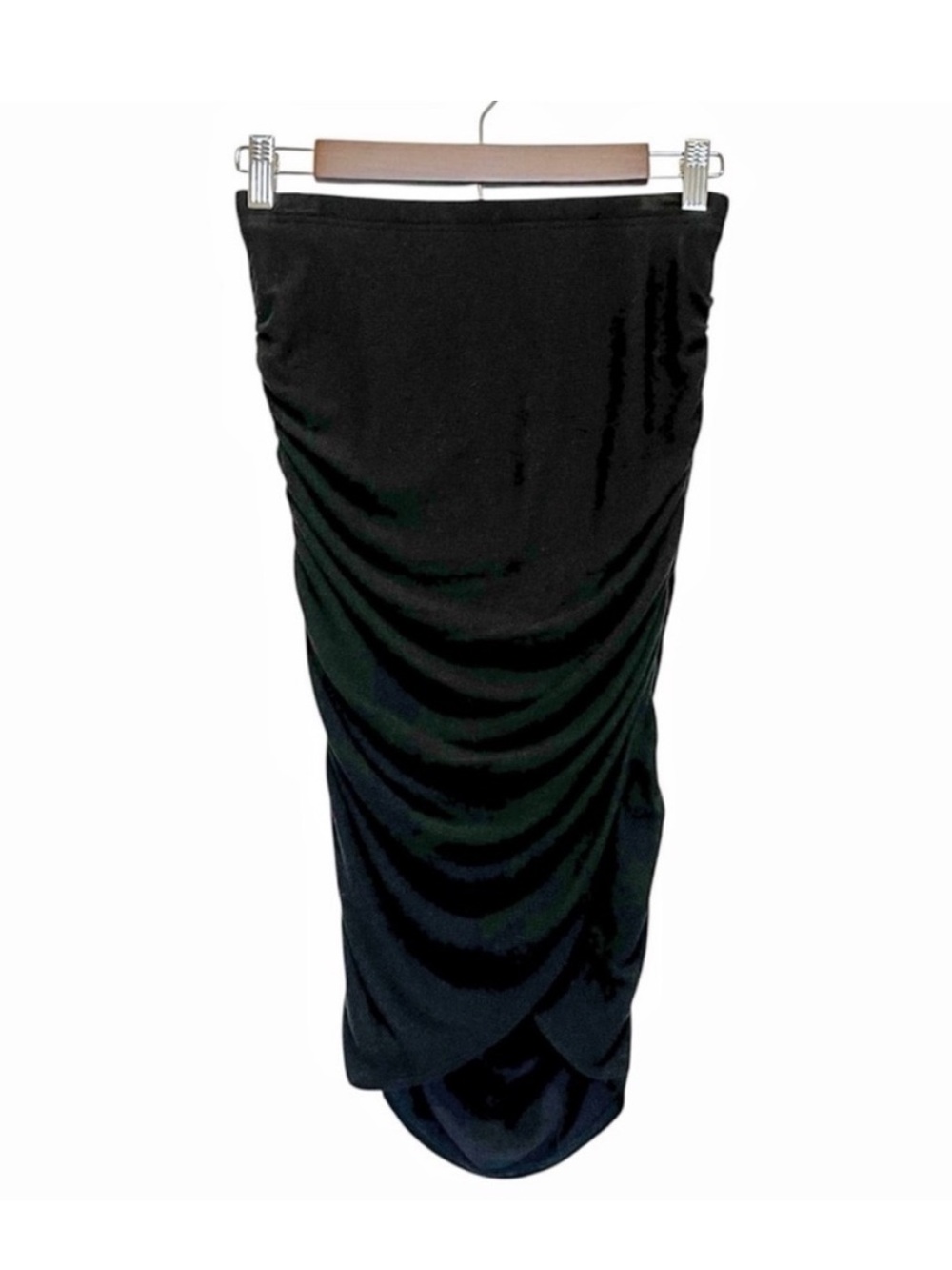 Stem Midi Skirt Tencel Lyocell Knit Ruched Black Size XS